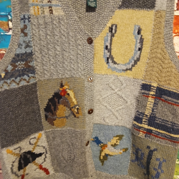 Lauren Ralph Lauren Multicolor Patchwork Knit Vest - Picture 3 of 6